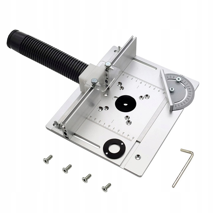 ALUMINIOWA PŁYTA DO STOŁU FREZARKI Z PROWADNICĄ UKOŚNĄ I PŁOTEM PRZESUWANYM