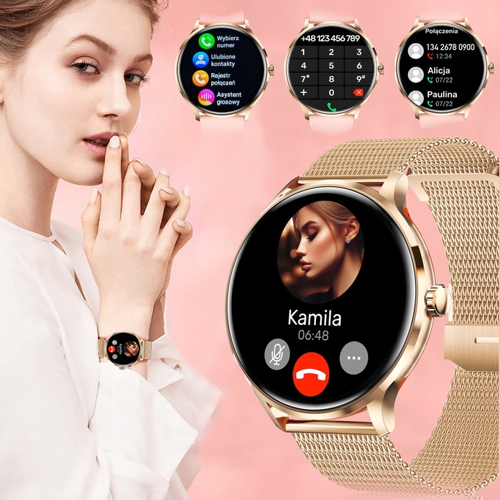 SMARTWATCH DAMSKI Z FUNKCJA ROZMOWY SPORT PULS POMIARY MENU PL SMART WATCH
