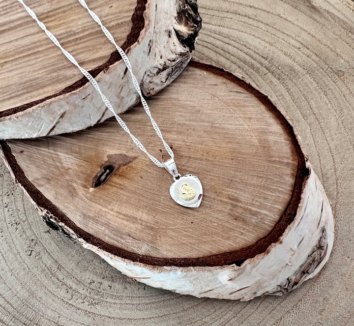 Srebrny łańcuszek 40cm Singapur i medalik serce MB Komunia Chrzest prezent