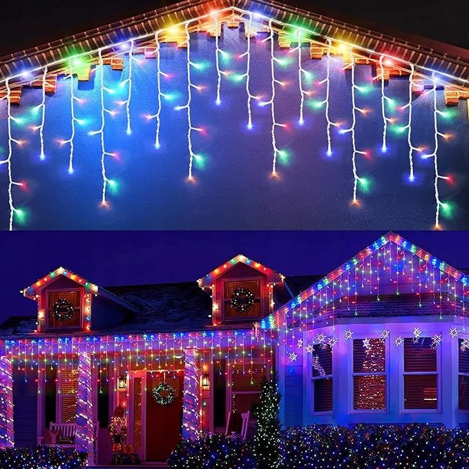 Lampki LED 1000 Kurtyna Świetlna Sople ZEWNĘTRZNE Girlanda multikolor