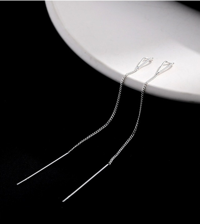 KOLCZYKI SREBRNE Przeciągane Wiszące proste