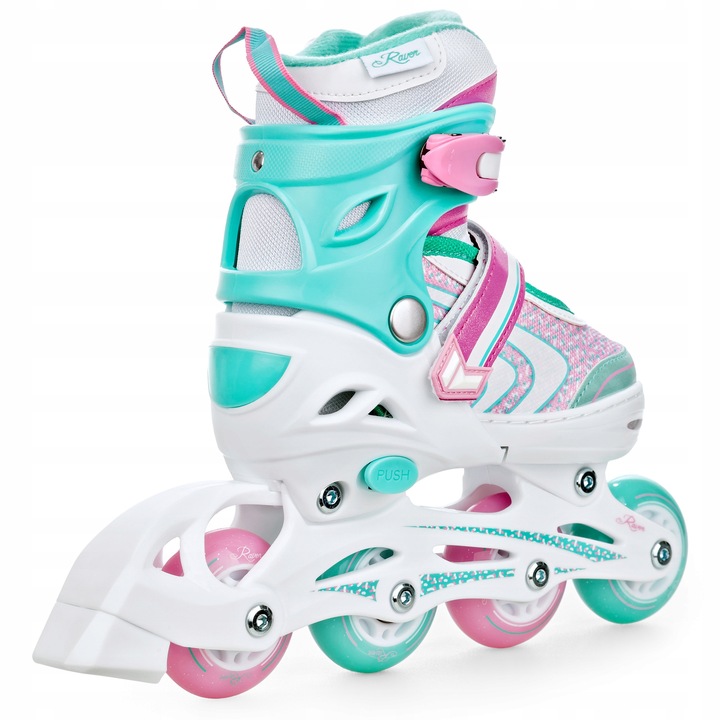 Rolki Regulowane RAVEN Lia PLUS Mint 27-30 Kółka LED