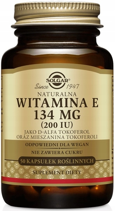 SOLGAR WITAMINA E 200 IU NATURALNA 50 KAPSUŁEK