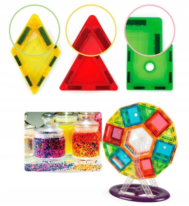 Klocki Magnetyczne 3D Układanka Edukacyjna 70 elementów