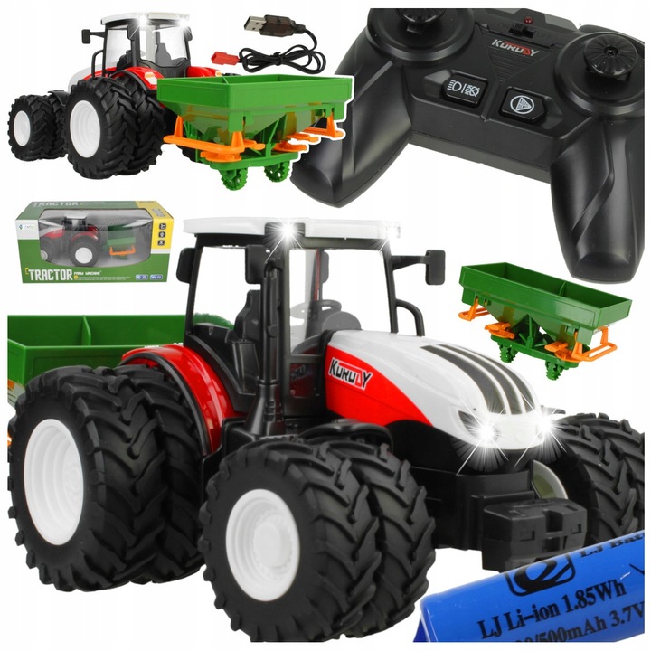 Traktor Rolniczy dla Dzieci Zdalnie Sterowany z Rozsiewaczem do Nawozów R/C