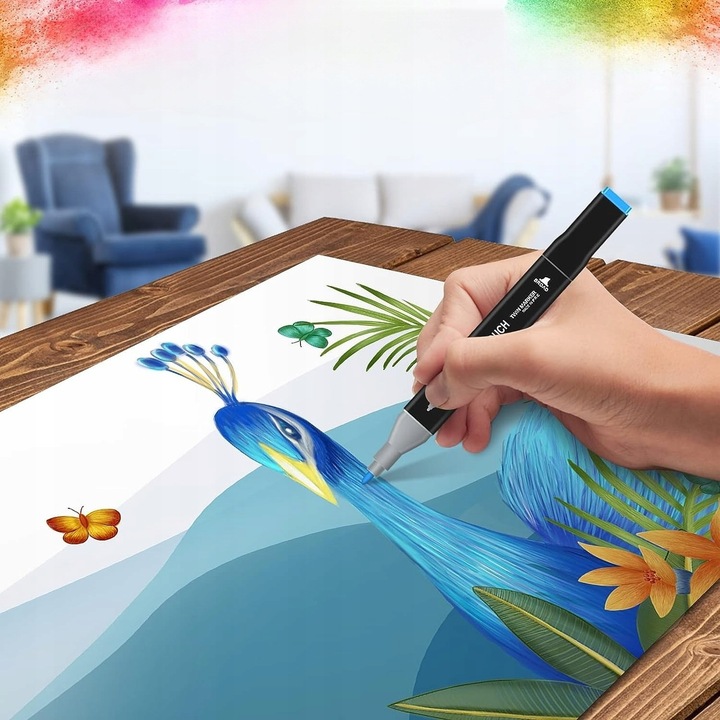 MARKERY ALKOHOLOWE DWUSTRONNE FLAMASTRY MAZAKI PISAKI 262 KOLORY DLA DZIECI