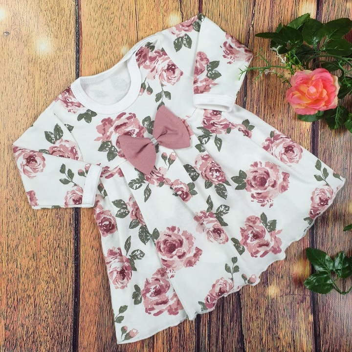 Body sukienka dla noworodka, Retro Róża r.56