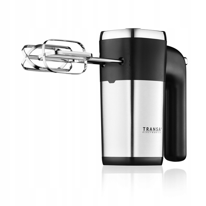 Mikser ręczny 5 biegów tryb TURBO Zestaw 4 mieszadła Organizer TRANSA 900W