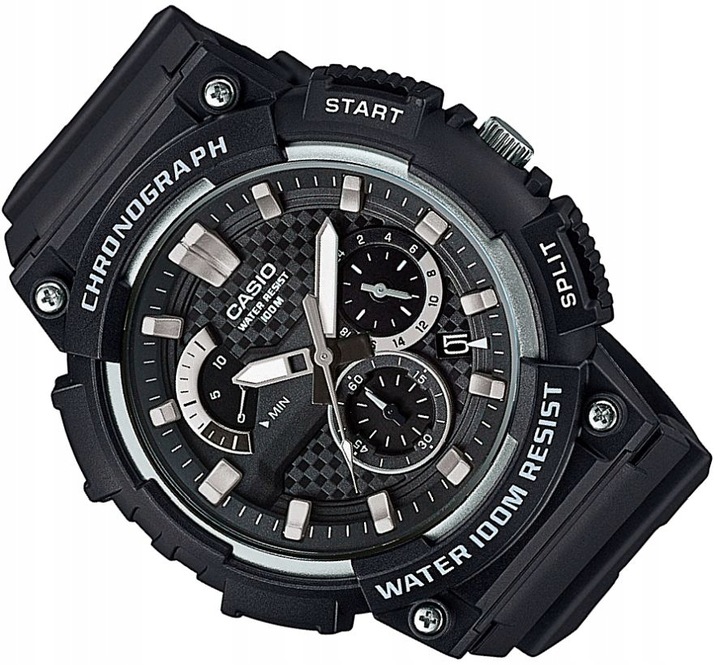 SPORTOWY ZEGAREK MĘSKI CASIO MCW-200H-1A CZARNY CHRONO Z DATĄ WR100 54mm