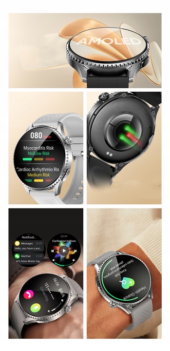 ZEGAREK MĘSKI SMARTWATCH AMOLED EKG DO ROZMÓW GLUKOZA CIŚNIENIE 440 MENU PL