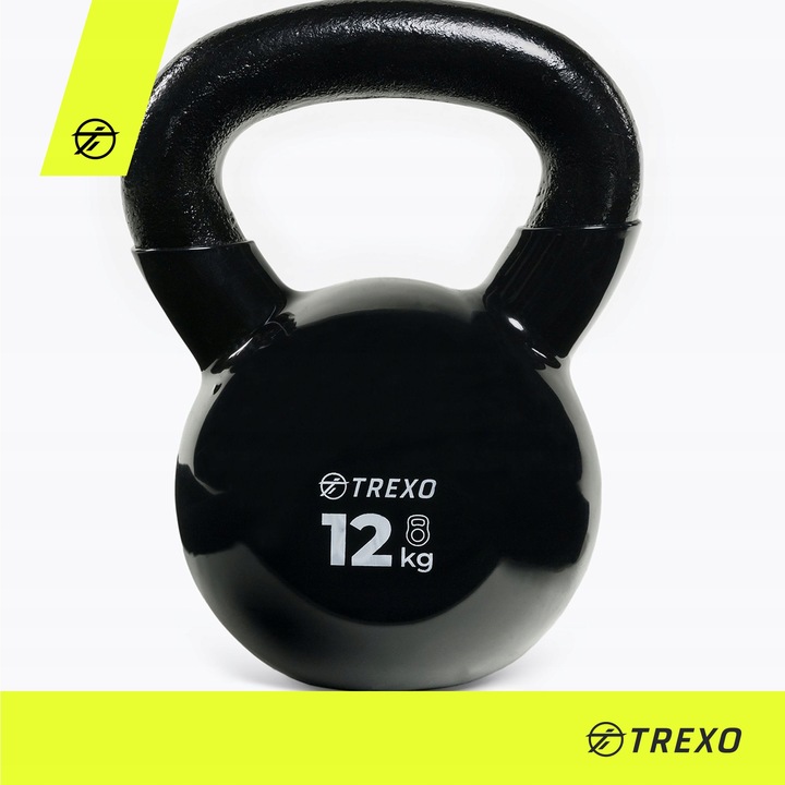 Kettlebell TREXO VKB12 12 kg Oznaczenie wagi Żeliwny Okrągły szeroki uchwyt