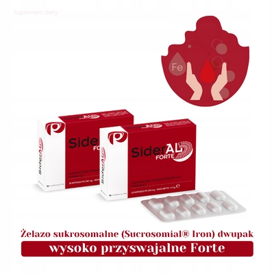SiderAL FORTE DWUPAK (2x20 kapsułek) żelazo sukrosomalne