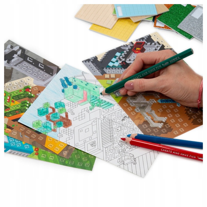 Kolorowanka + kreatywna mozaika dla chłopca MINECRAFT zestaw KIDEA