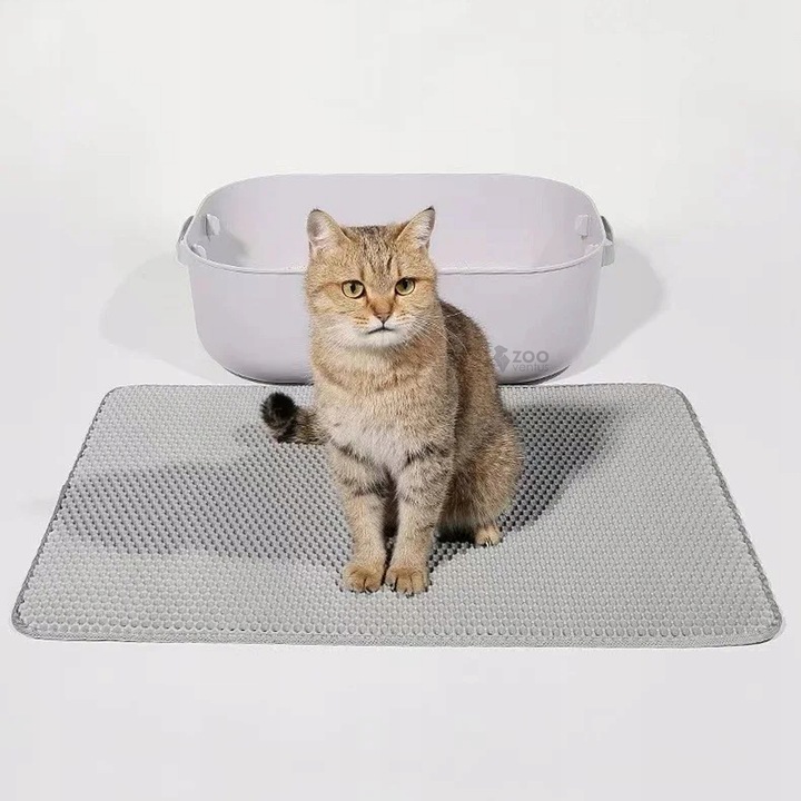 BARDZO DUŻA MATA POD KUWETE Dwuwarstwowa PODKŁADKA dla kota SZARA 75x55