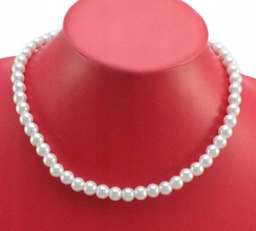 KOMPLET 3 CŻĘŚCIOWY ELEGANCKI BIAŁE PERŁY 8 mm