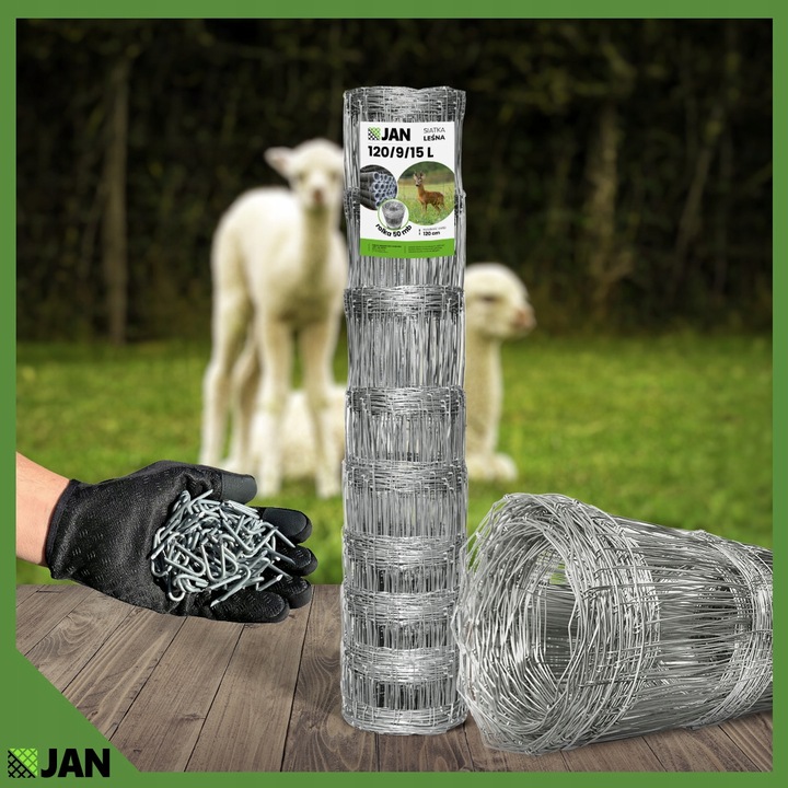 Siatka Leśna Ogrodzeniowa wys 120/9/15 L 50m Budowlana na kury Sarny Gratis