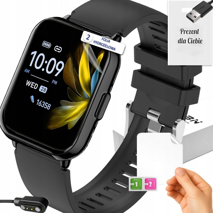 Smartwatch damski z funkcją rozmów i powiadomień puls kroki sen menu PL