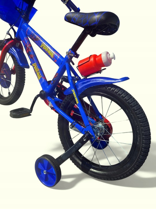 Rower Rowerek Dziecięcy 16 Cali SPIDERMAN Dla Chłopca Kółka Boczne Koszyk