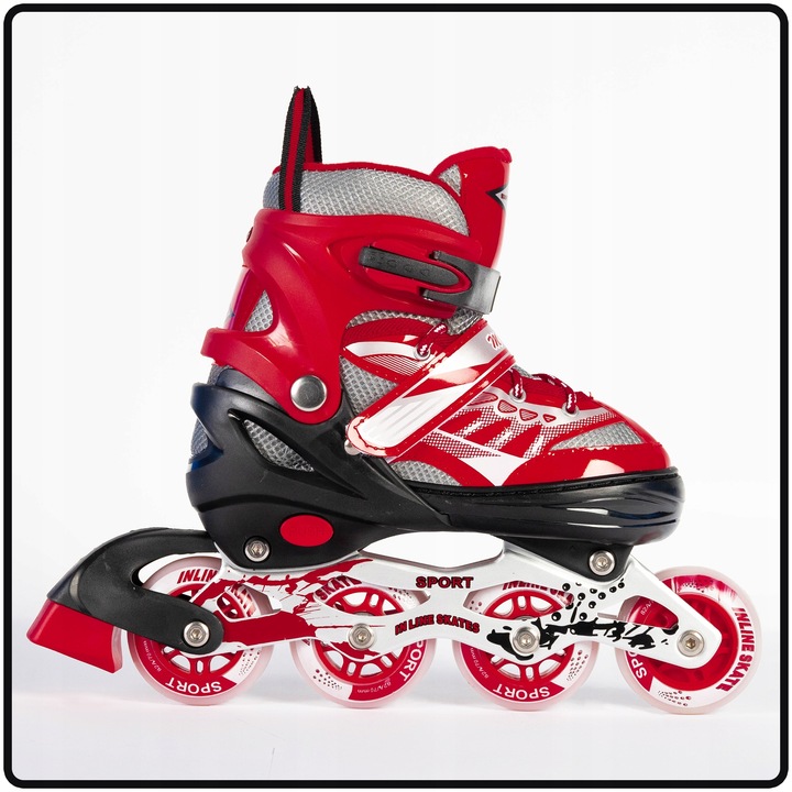 ROLKI REGULOWANE DLA DZIECI CHŁOPCA 38-41 CZARNO CZERWONE DZIECIĘCE