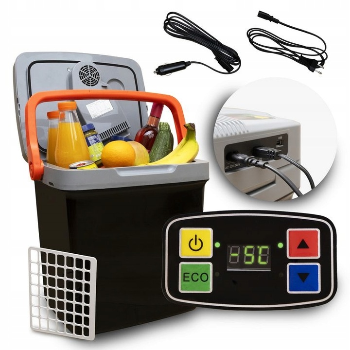 LODÓWKA TURYSTYCZNA SAMOCHODOWA 12V 230V USB FUNKCJA GRZANIA