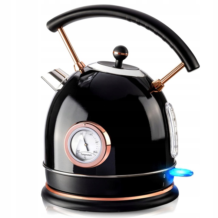 CZAJNIK ELEKTRYCZNY BEZPRZEWODOWY LED MODNY 1,8L 1500W INOX Z TERMOMETREM