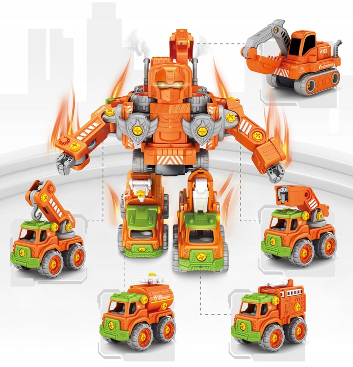 AUTO ROBOT DO SKRĘCANIA 5w1 LED TRANSFORMER XXL ZABAWKA KONSTRYKCYJNA