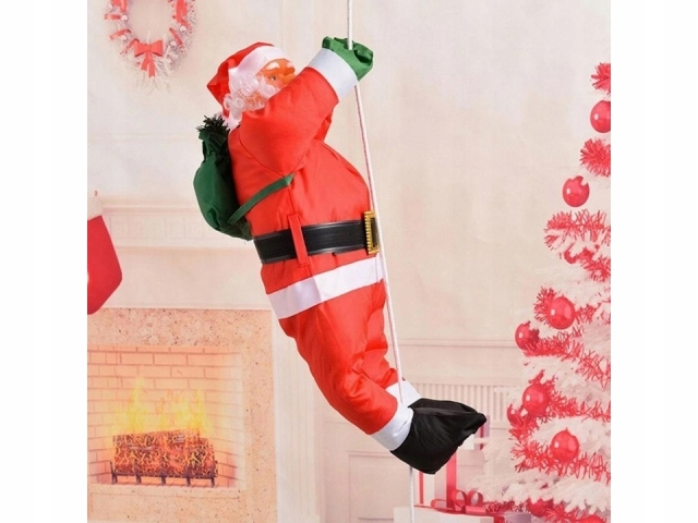 MIKOŁAJ WSPINAJĄCY SIĘ PO SZNURKU OZDOBA ŚWIĄTECZN