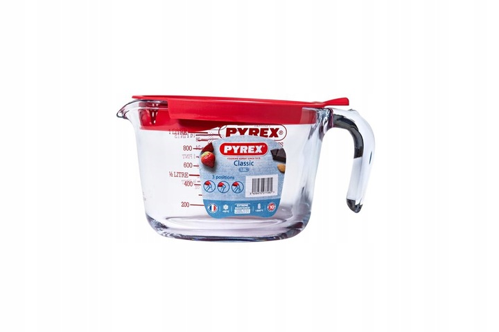 Szklany dzbanek kuchenny z miarką i pokrywką 1 L PYREX