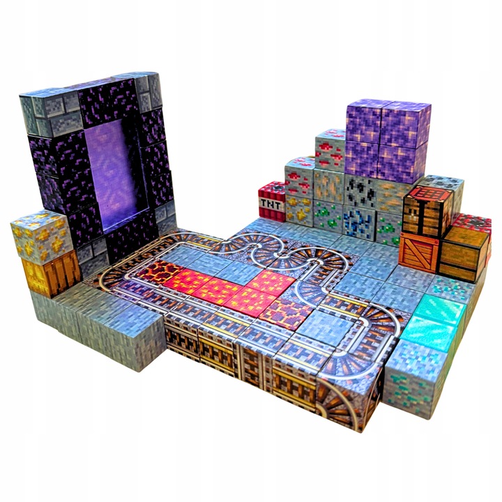 KLOCKI MAGNETYCZNE SZEŚCIANY ZESTAW 100 KLOCKÓW + 1 LUDZIK BLOKI PIKSELE