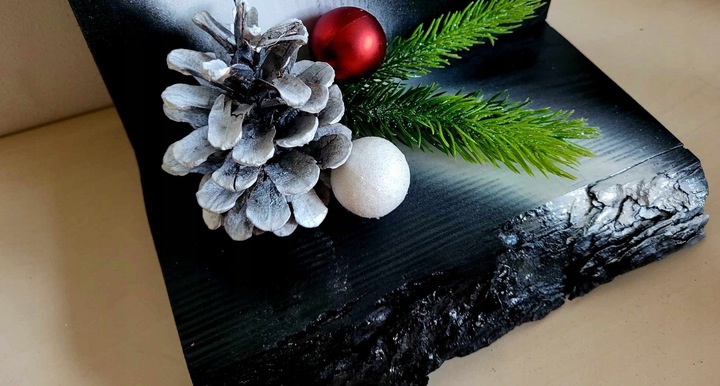 STROIK Świąteczny ŚWIECZNIK ADWENTOWY Z DREWNA Ozdoba BOŻE NARODZENIE DUŻY