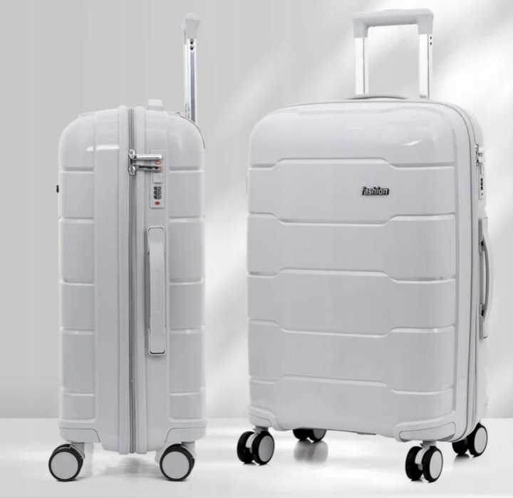 WALIZKA KABINOWA 37L srebrna szarość 55cm x 35cm x 22cm polipropylen twarda