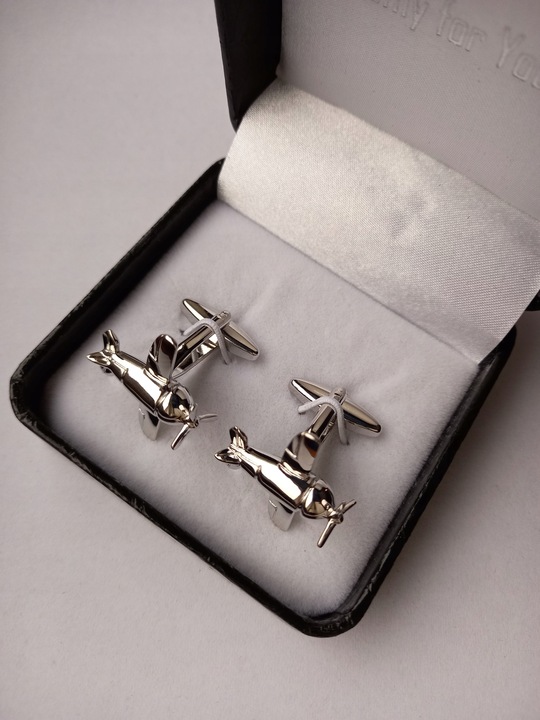 Srebrne spinki do mankietów Samolot