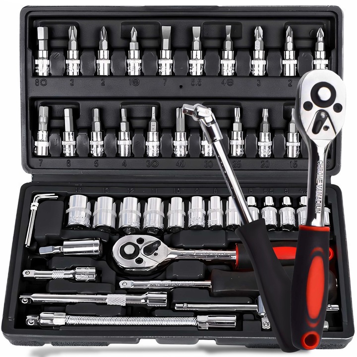 ZESTAW KLUCZY NASADOWYCH NARZĘDZIE NASADOWE GRZECHOTKA NASADKI 46 EL BITY