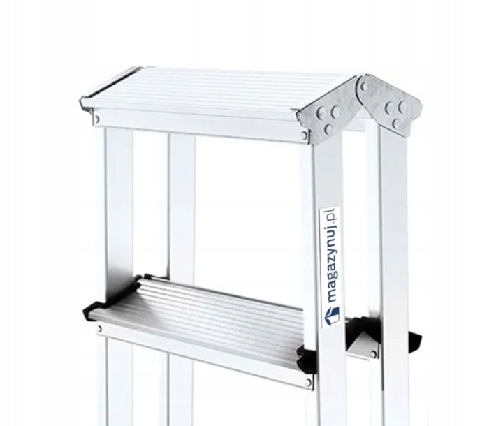 Drabina aluminiowa wolnostojąca dwustronna 4 stopnie 125 kg Magazynuj