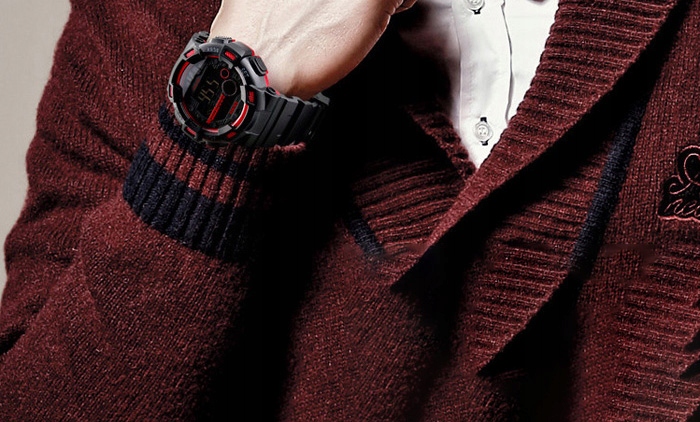 Zegarek męski SKMEI LED elektroniczny czarny wiele funkcji