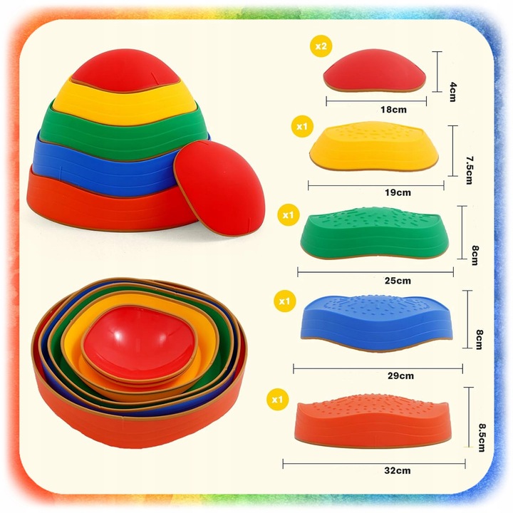 ŚCIEŻKA SENSORYCZNA XL KAMIENIE BALANSUJĄCE DLA DZIECI TRENING RÓWNOWAGI