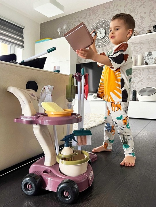 Zestaw do Sprzątania XXL Wózek 3w1 Mop dla Dzieci Woopie Odkurzacz Szufelka