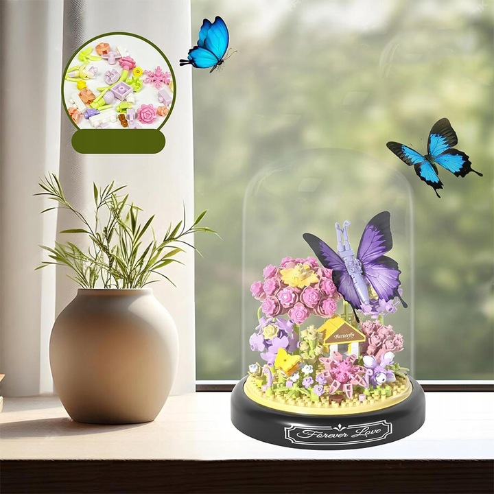 KLOCKI DO BUDOWANIA OGRODU ZESTAW MINIATUROWYCH KLOCKÓW Z MOTYLAMI PREZENT