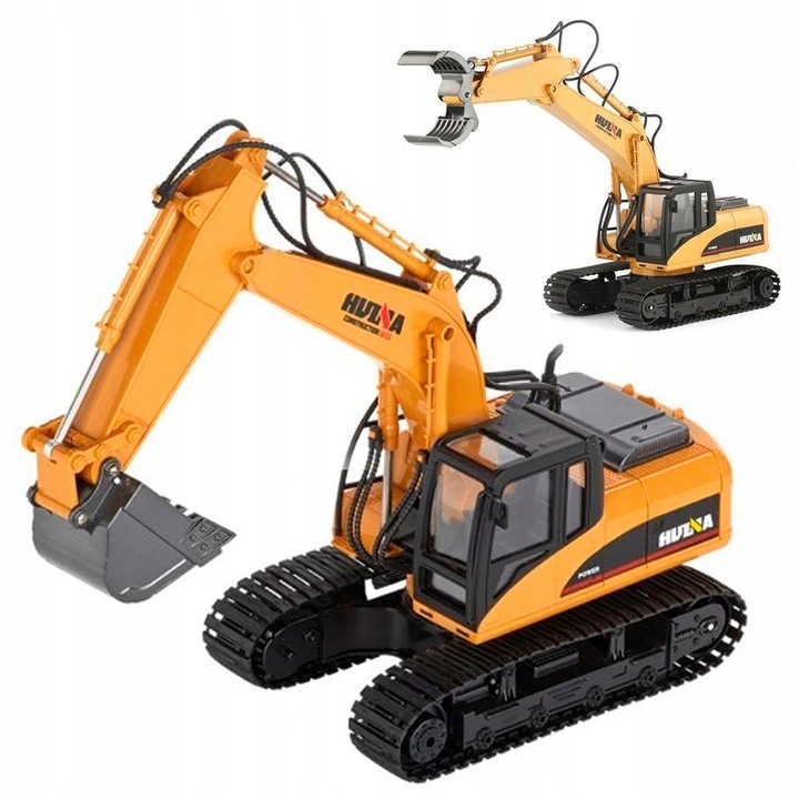 MOCNA KOPARKA ZDALNIE STEROWANA GĄSIENICOWA RC + CHWYTAK 2w1 METAL + PILOT