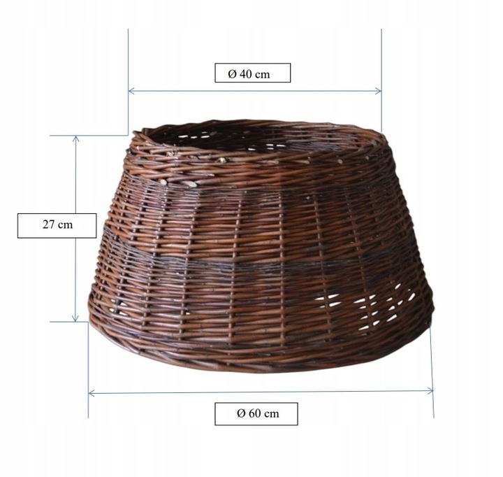 OSŁONA NA STOJAK POD CHIONKĘ WIKLINOWA FI 60 cm , KOSZ POD CHOINKĘ BRĄZOWY