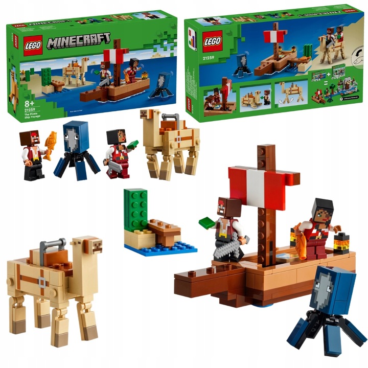 LEGO Minecraft 21259 Rejs Statkiem Pirackim Kałamarnica Wielbłąd 2x Pirat