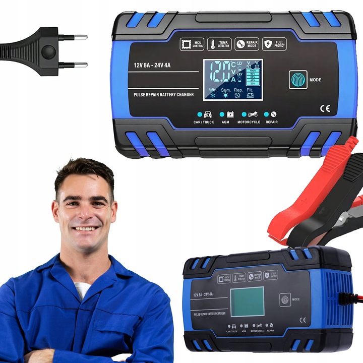 Prostownik AUTOMATYCZNY SAMOCHODOWY FUNKCJA NAPRAWY DO AKUMULATORÓW 12V 24V