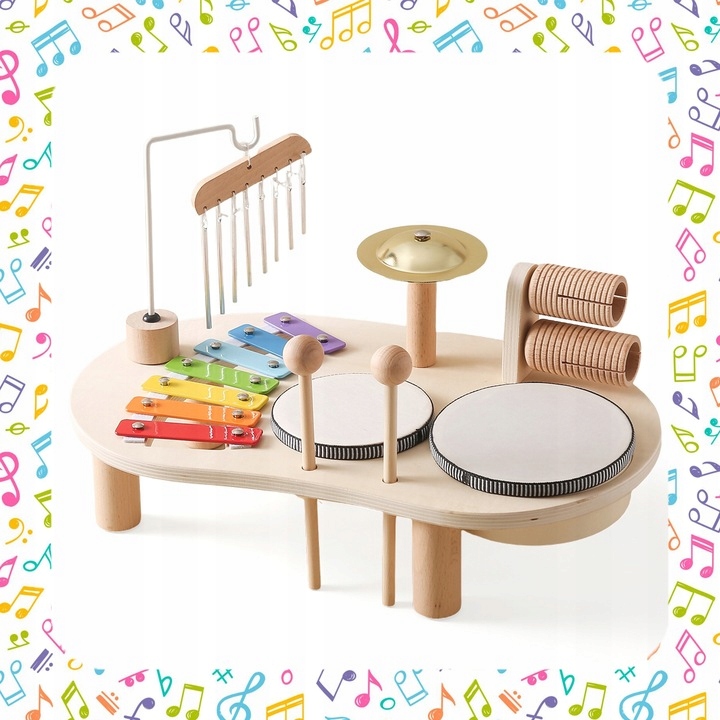 TABLICA MANIPULACYJNA SENSORYCZNA MUZYCZNA PERKUSJA CYMBAŁKI EDUKACYJNA XXL