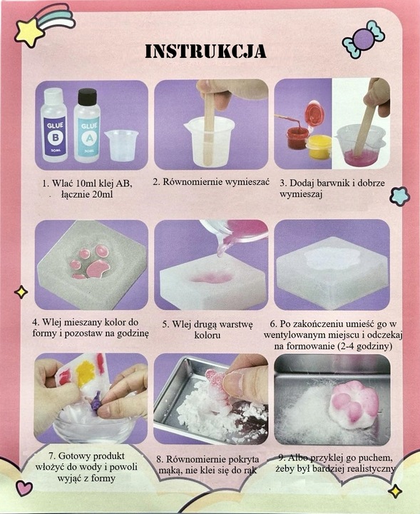 ZESTAW DO ROBIENIA GNIOTEK CUKIERNIA ANTYSTRESOWY SQUISHY DIY DLA DZIECI