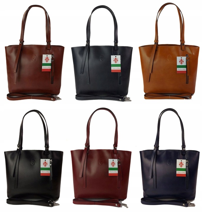 Duży włoski kufer Vera Pelle skórzana pojemna torba A4 Brąz