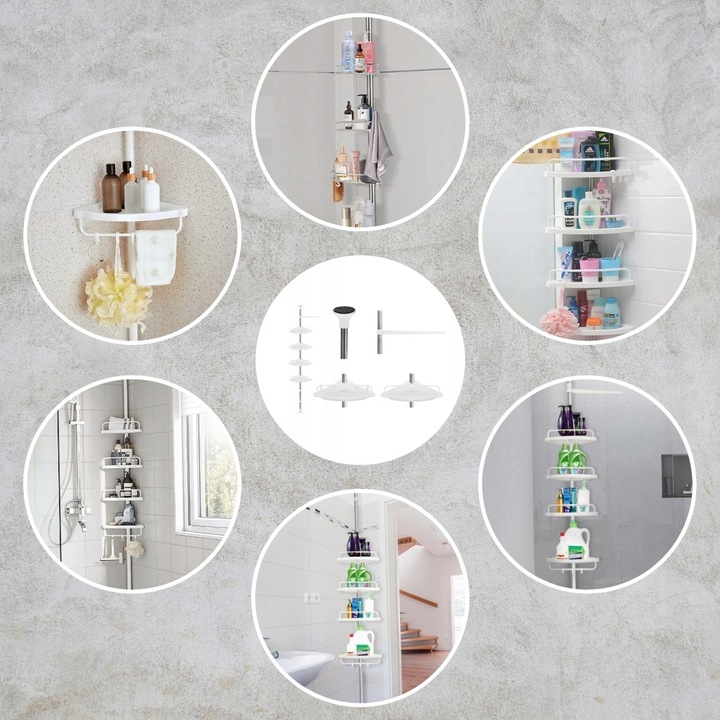 PÓŁKA ŁAZIENKOWA NAROŻNA POD PRYSZNIC TELESKOPOWA DO ŁAZIENKI KOSMETYK 305c