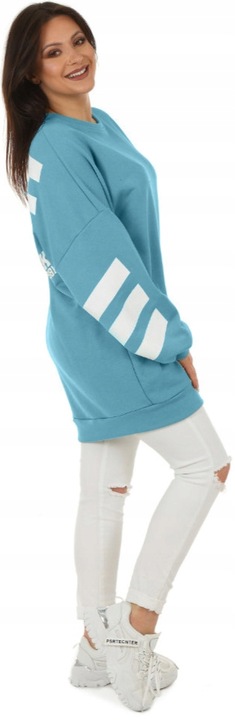 F577 nadruk BEAUTIFUL długa damska BLUZA oversize