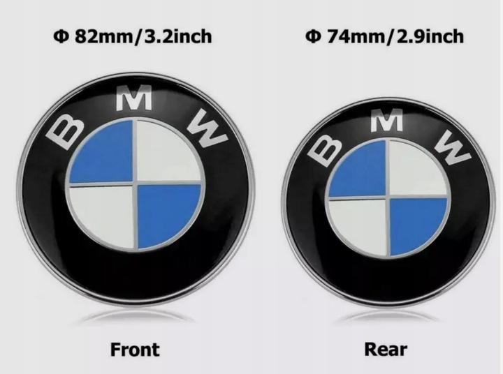 BMW ZNACZEK LOGO ZAMIENNIK PRZÓD TYŁ KOMPLET 82mm74mm E46 E60 E90 F10 F30X5