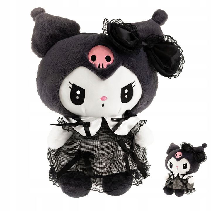 HELLO KITTY KUROMI MASKOTKA PLUSZAK ZABAWKA CZARNA SUKIENKA KOTEK 25CM