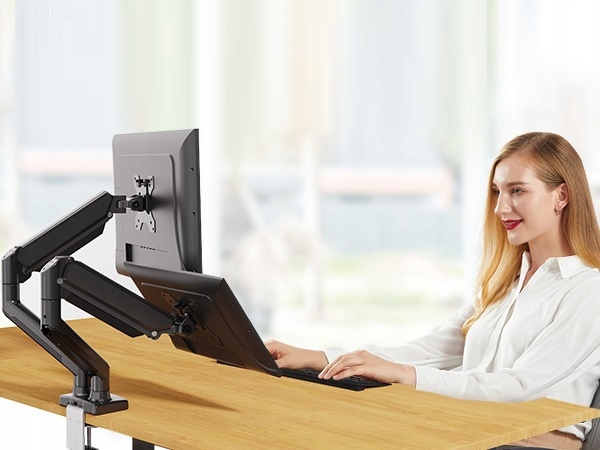 Regulowany PODWÓJNY Uchwyt Biurkowy do Monitora WIESZAK DWA Monitory 13-32"